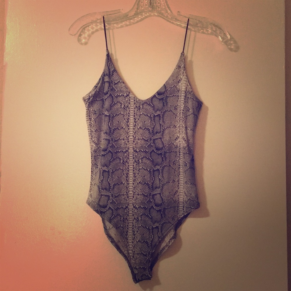 Soft, Blue/Gray Snakeskin Pattern Bodysuit